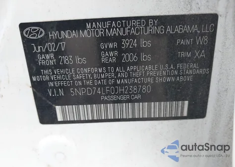 2018 Hyundai Elantra Se z USA, uszkodzony, nr VIN 5NPD74LF0JH238780